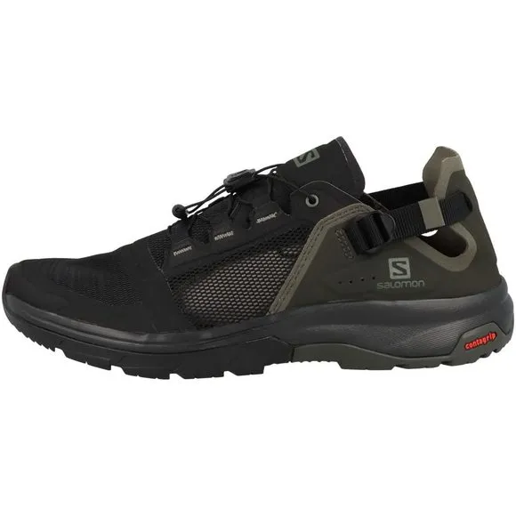 SALOMON TECH AMPHIB 4 HIKING SHOES FOR MEN SNEAKER, BLACK/BELUGA/CASTOR GRA