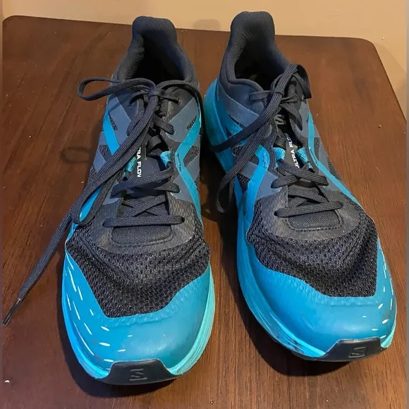 Salomon Ultra Flow Trail Running Shoe, Blue/teal, Men’s size 10.5