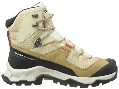 Salomon Women's QUEST ELEMENT GORE-TEX Hiking Boots For Women, Safari/Vanilla Ice/Mecca Orange, 7
