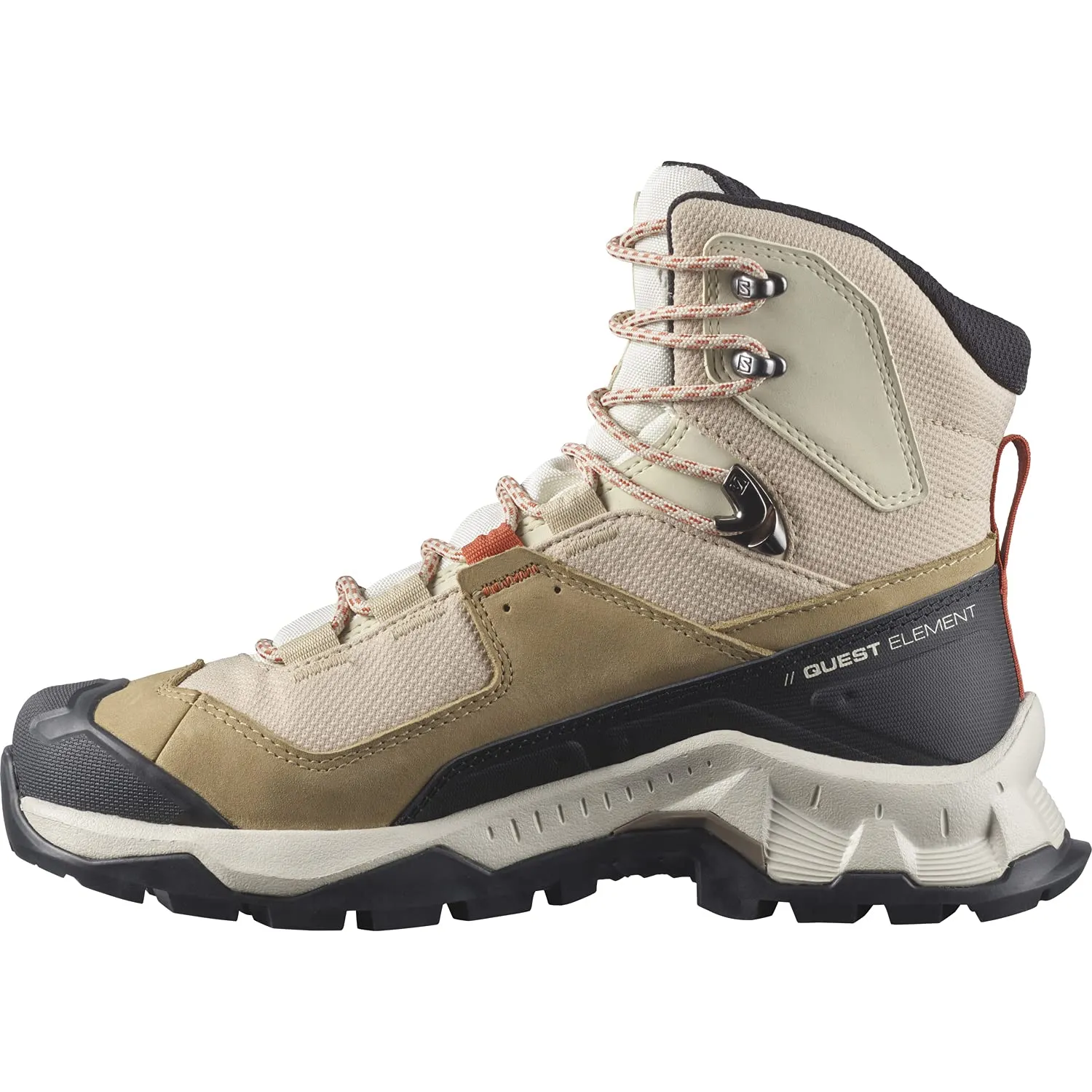 Salomon Women's QUEST ELEMENT GORE-TEX Hiking Boots For Women, Safari/Vanilla Ice/Mecca Orange, 7