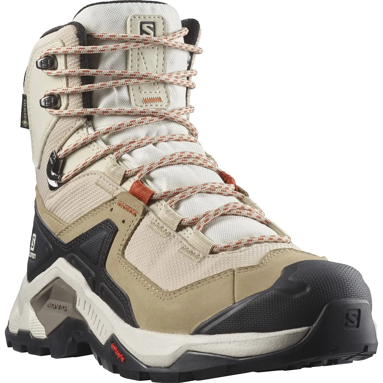 Salomon Women's QUEST ELEMENT GORE-TEX Hiking Boots For Women, Safari/Vanilla Ice/Mecca Orange, 7