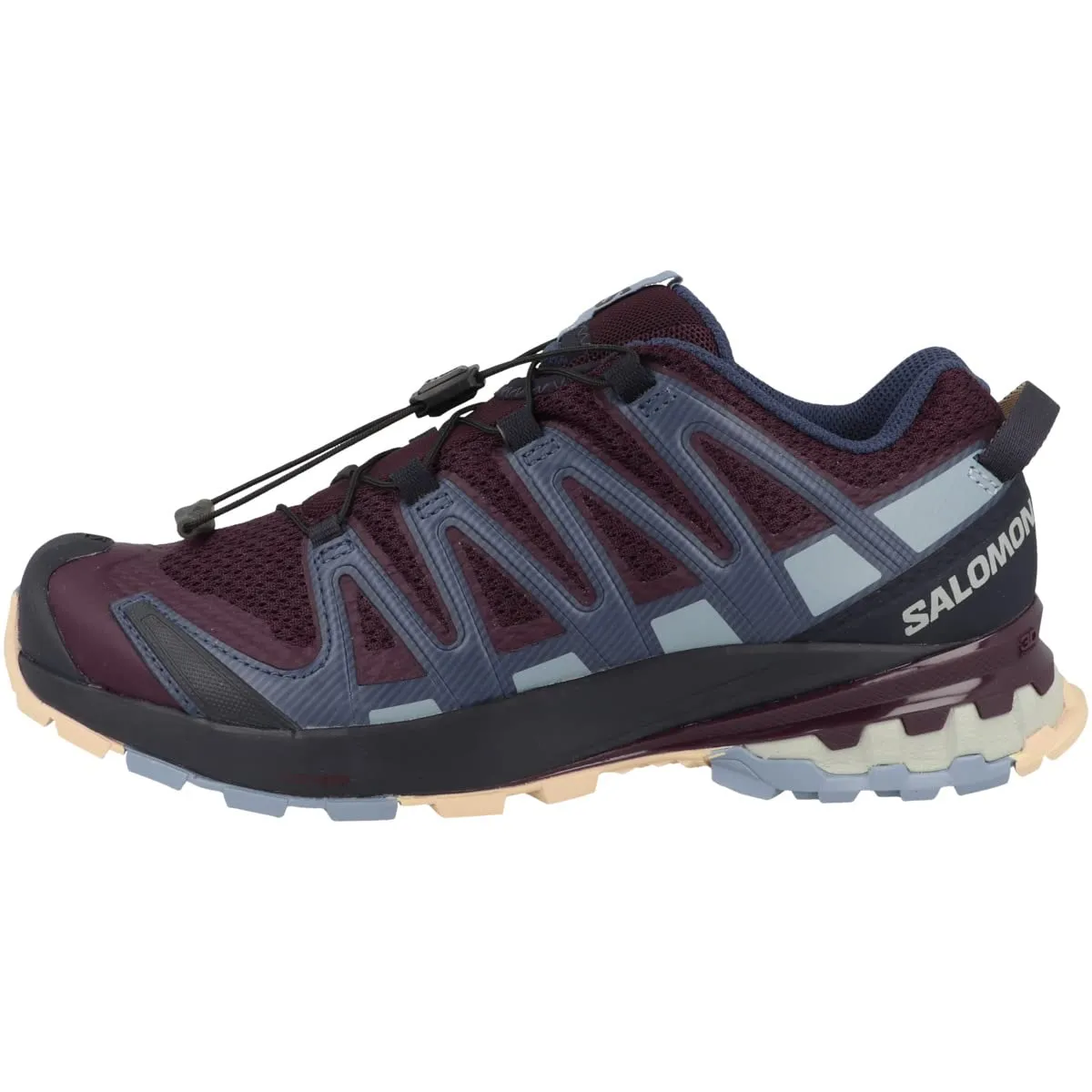 Salomon Women's XA PRO 3D V8 Trail Running Shoes for Women, Wine Tasting/Night Sky/Almond Cream, 8.5