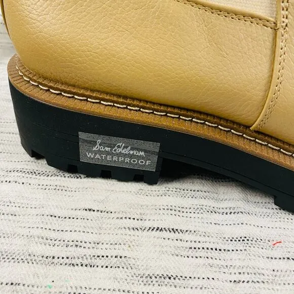 Sam Edelman Laguna Chelsea Boots Waterproof Lug Sole Beige Tan Size 10.5 NWT