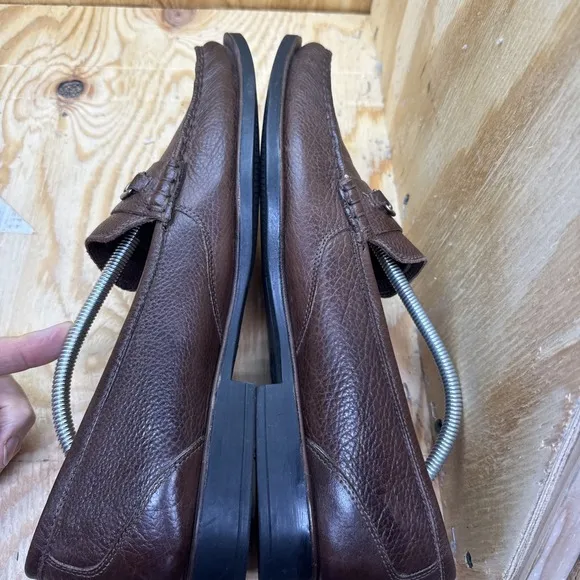 Sandro Loafers Men's 13D Horsebit Pebbled Leather Brown Shoes Slip On Comfort