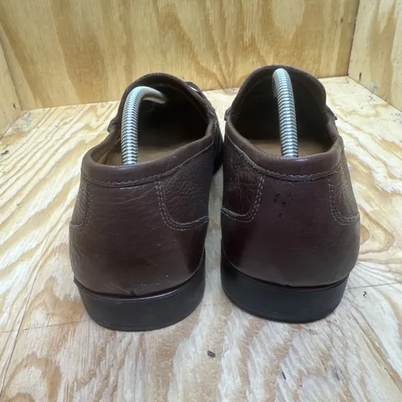 Sandro Loafers Men's 13D Horsebit Pebbled Leather Brown Shoes Slip On Comfort