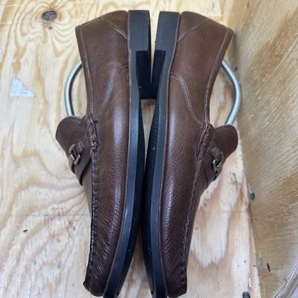 Sandro Loafers Men's 13D Horsebit Pebbled Leather Brown Shoes Slip On Comfort