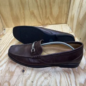 Sandro Loafers Men's 13D Horsebit Pebbled Leather Brown Shoes Slip On Comfort