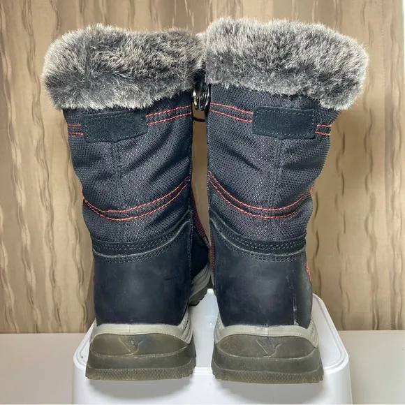 Santana Canada Mio Women's 40 US 9 Black Winter Boots Zip Lace Faux Fur Italy