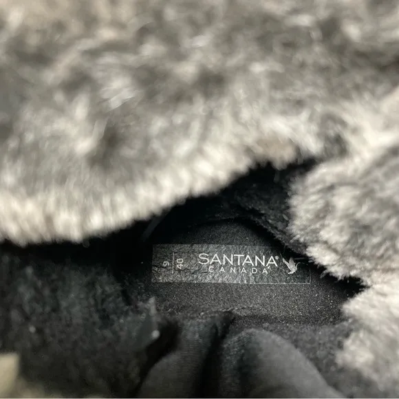 Santana Canada Mio Women's 40 US 9 Black Winter Boots Zip Lace Faux Fur Italy