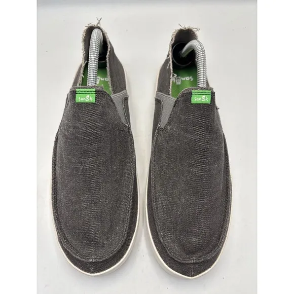 Sanuk Men's Pick Pocket Slip On Sneaker Canvas Shoes 1094612 Black, Sz 9