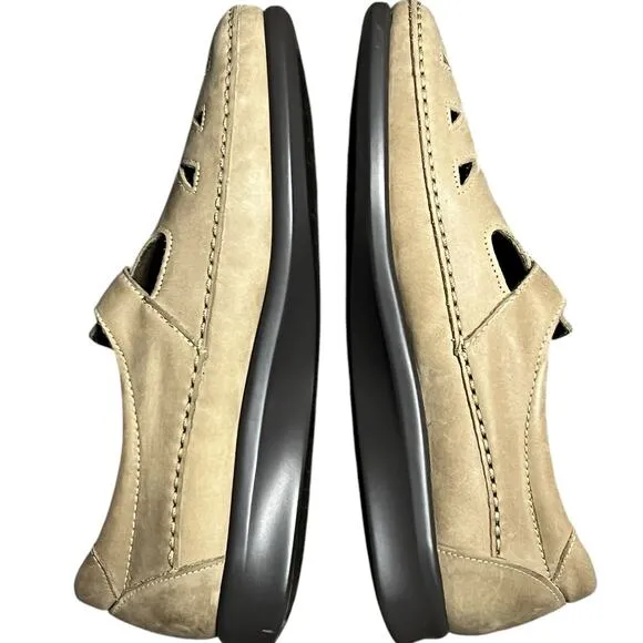 SAS Roamer Shoes Womens 10 Beige Moccasin Leather Slip On Adjustable Comfort
