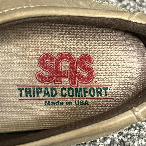 SAS Roamer Shoes Womens 10 Beige Moccasin Leather Slip On Adjustable Comfort