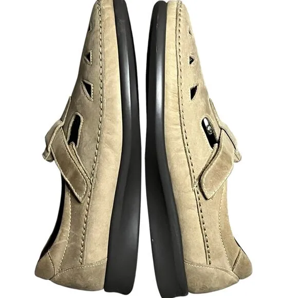 SAS Roamer Shoes Womens 10 Beige Moccasin Leather Slip On Adjustable Comfort