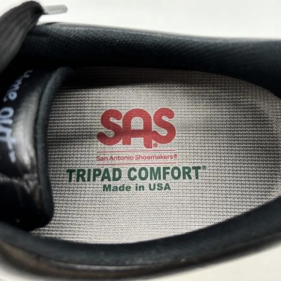 SAS Shoes Mens 11 Black Leather Timeout Tripad Comfort Padded Tongue Lace Up USA
