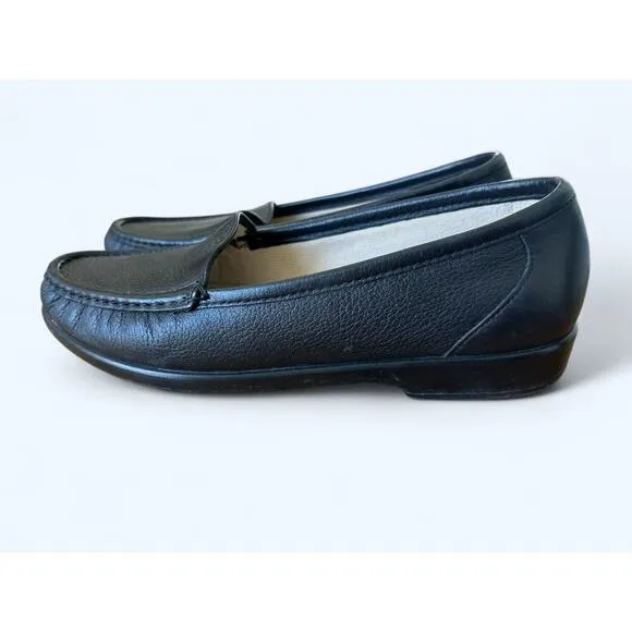 SAS Simplify Black Leather Loafer Slip Ons Moccasin Comfort Shoes size 8.5 M