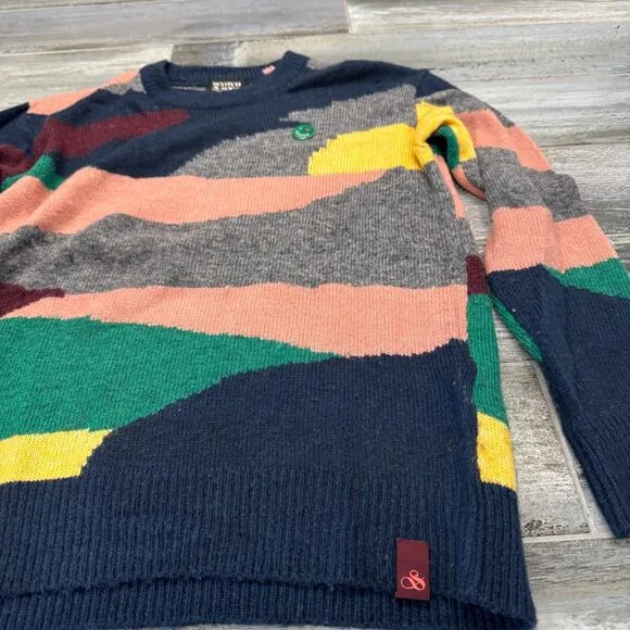 Scotch &amp; Soda Womens Wool Sweater Geometrical Colors Wool Blend Comfie Warm M