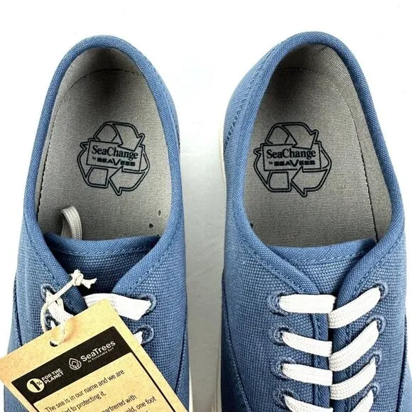Seavees Sea Change Legend Sneaker 6.5 Blue Canvas Lace Up Womens Shoes Brand New
