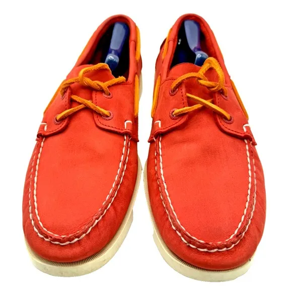 Sebago Docksiders Sz 10 Red Authentic Portland Ariprene Suede Leather Slip Resis