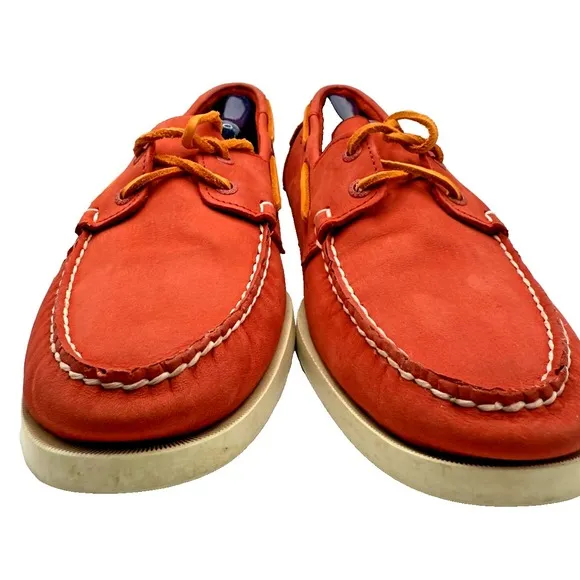 Sebago Docksiders Sz 10 Red Authentic Portland Ariprene Suede Leather Slip Resis