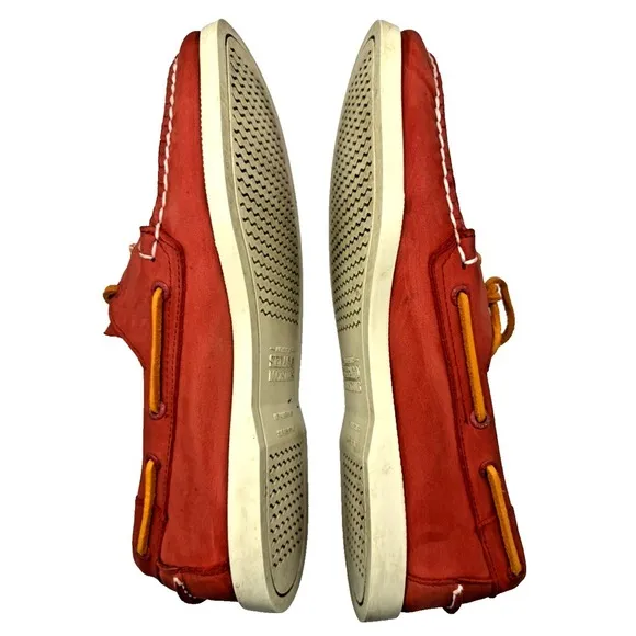 Sebago Docksiders Sz 10 Red Authentic Portland Ariprene Suede Leather Slip Resis