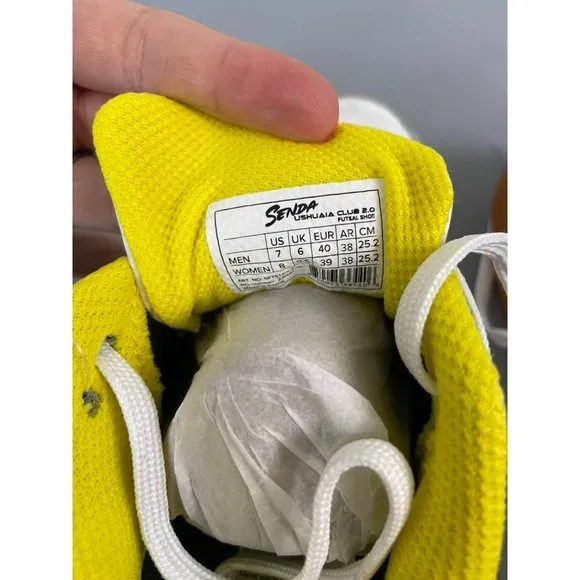 Senda men's 7 women's 8 Ushuaia‎ Club 2.0 Futsal shoes sneakers white yellow