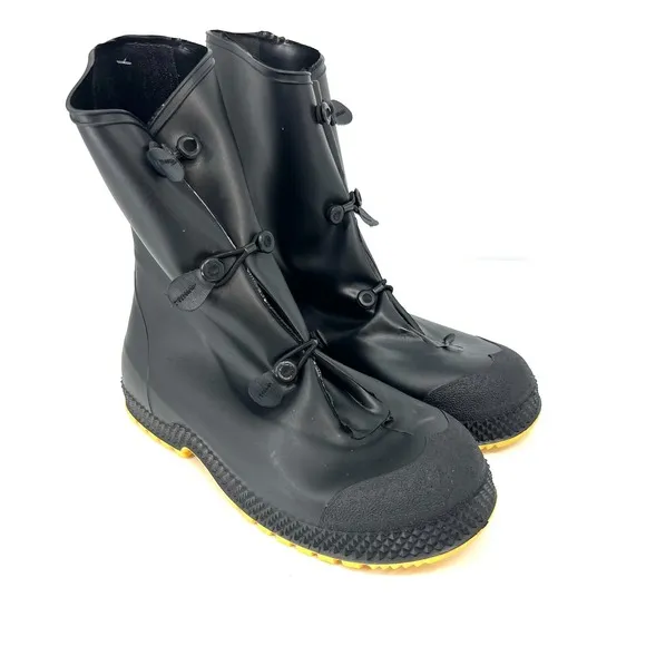 Servus 12&quot; PVC Rubber Waterproof Over Work Boots Mens M(9-10) Black Rain Snow