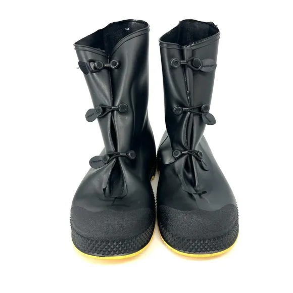 Servus 12&quot; PVC Rubber Waterproof Over Work Boots Mens M(9-10) Black Rain Snow