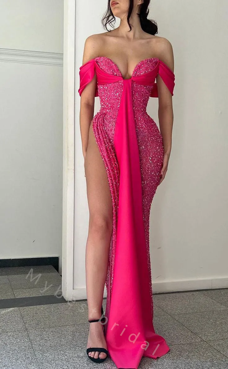 Sexy Sweetheart Sleeveless Side Slit Mermaid Long Prom Dress,PDS11527