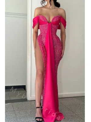 Sexy Sweetheart Sleeveless Side Slit Mermaid Long Prom Dress,PDS11527