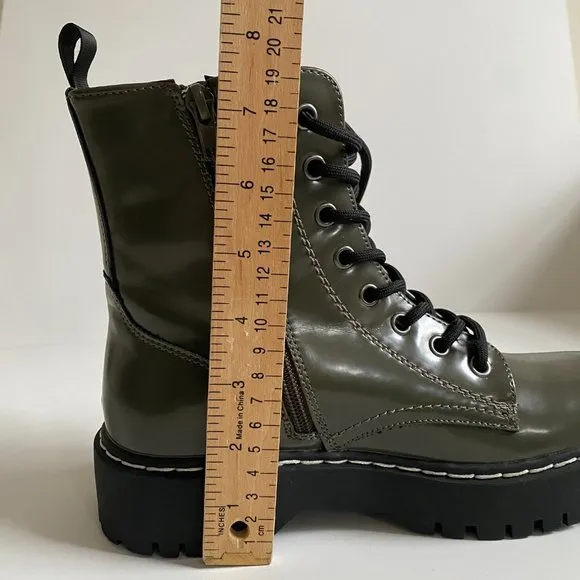 Sincerely Jules Harley Vegan Leather Olive Green Combat Boots Size 6.5 P3HA260P