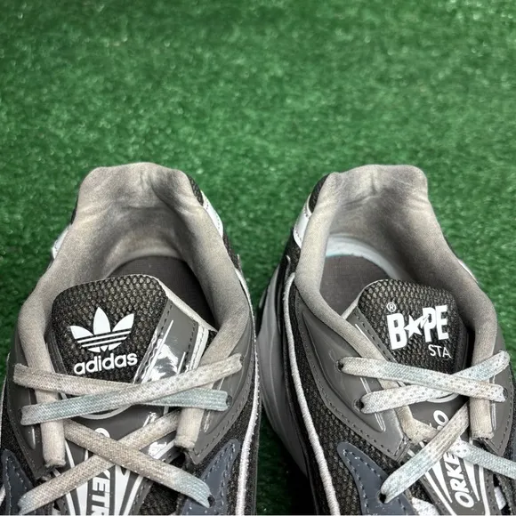 Size 10.5 - Adidas BAPE x Orketro Black Silver Metallic