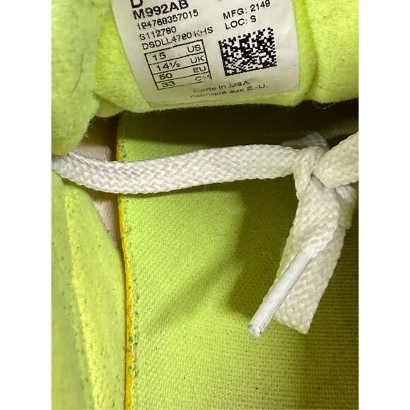 Size 15 rare New Balance 992 Yellow Beige Floor Model used