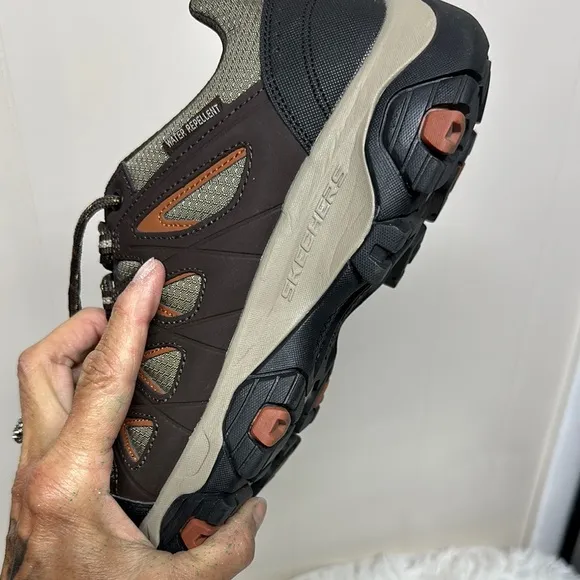 Skechers Brown and Green Athletic Shoes with Rugged Design