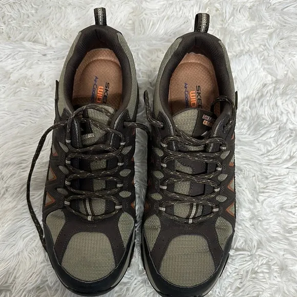 Skechers Brown and Green Athletic Shoes with Rugged Design