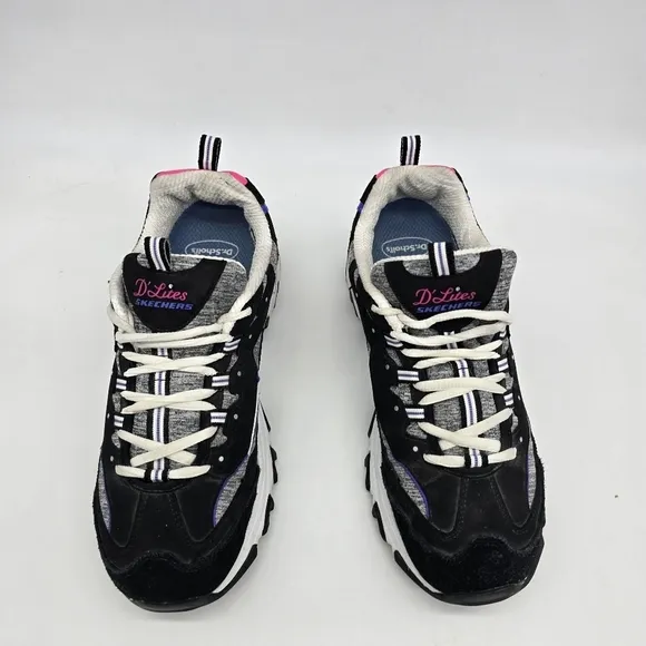 Skechers Shoes Womens 11 D Lites Gray Black Running Training Sneakers 149060