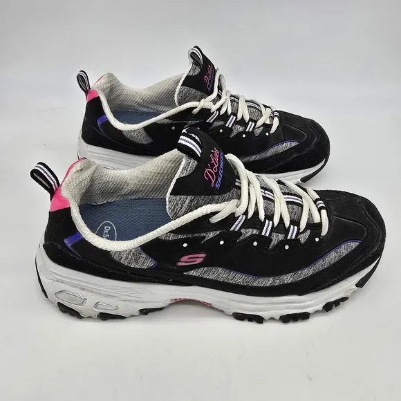 Skechers Shoes Womens 11 D Lites Gray Black Running Training Sneakers 149060