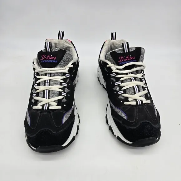 Skechers Shoes Womens 11 D Lites Gray Black Running Training Sneakers 149060
