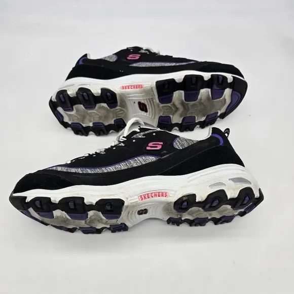 Skechers Shoes Womens 11 D Lites Gray Black Running Training Sneakers 149060