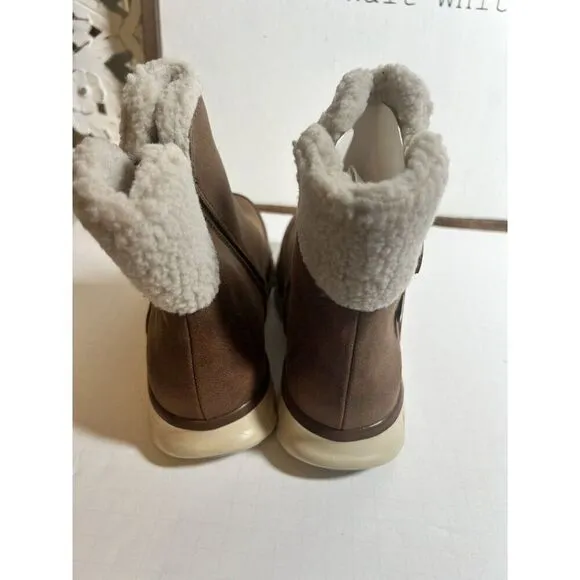Skechers Synergy Womens 7 Winter Boots Booties Zipper Snow Ankle Lined Shoe New