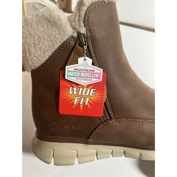 Skechers Synergy Womens 7 Winter Boots Booties Zipper Snow Ankle Lined Shoe New