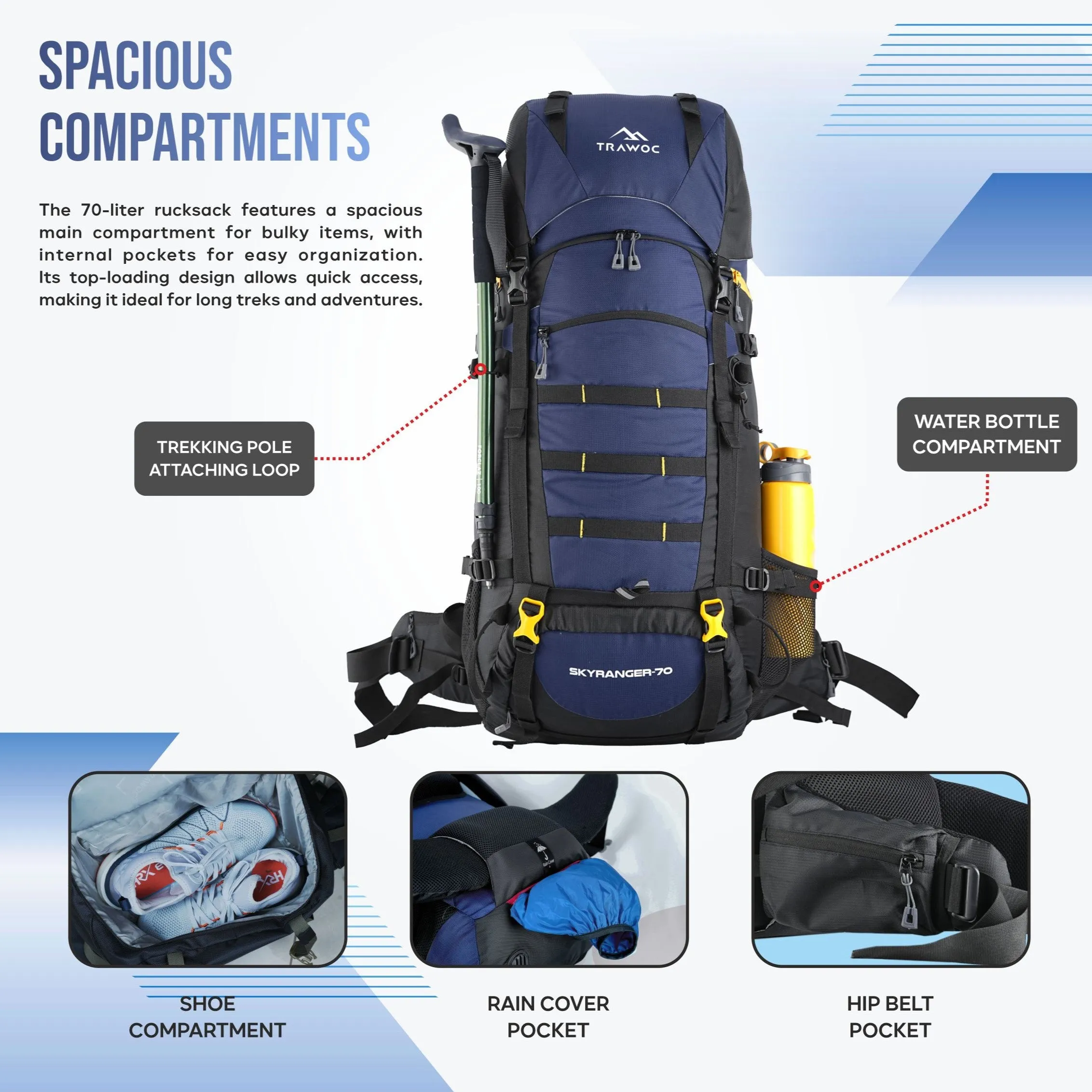 SKYRANGER-70 Rucksack - Navyblue