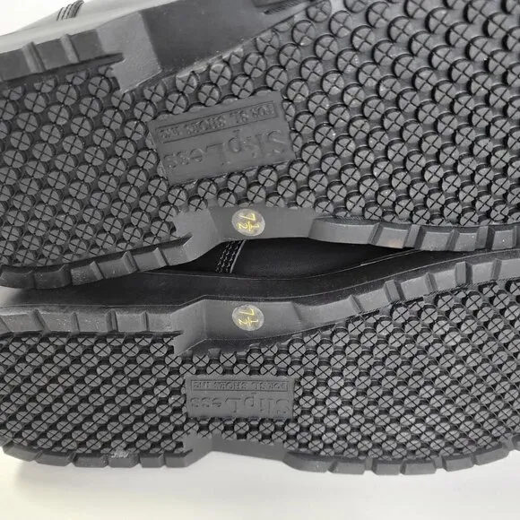 SlipLess Shoes Men Work Shoes Leather Black Size 7.5