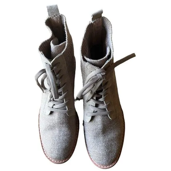Sofft Combat Boots Booties Womens Size 9.5 Tan Landee Knit Outdoors Warm