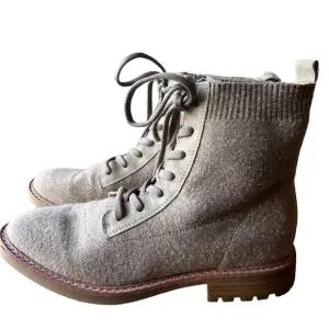 Sofft Combat Boots Booties Womens Size 9.5 Tan Landee Knit Outdoors Warm