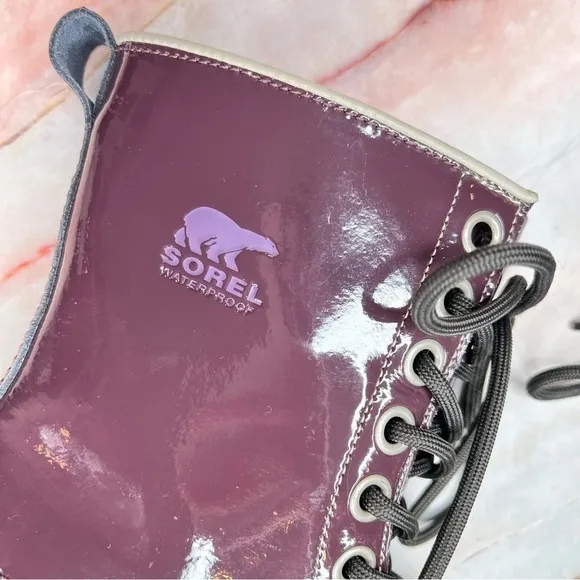 Sorel 1964 Waterproof Premium Patent Leather Purple Winter Boots 6.5
