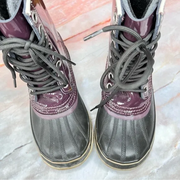 Sorel 1964 Waterproof Premium Patent Leather Purple Winter Boots 6.5