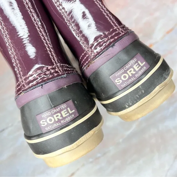 Sorel 1964 Waterproof Premium Patent Leather Purple Winter Boots 6.5