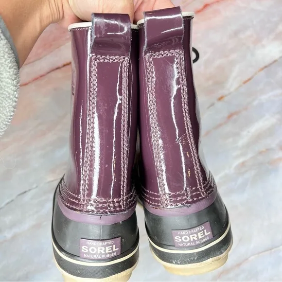 Sorel 1964 Waterproof Premium Patent Leather Purple Winter Boots 6.5