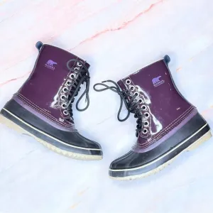 Sorel 1964 Waterproof Premium Patent Leather Purple Winter Boots 6.5