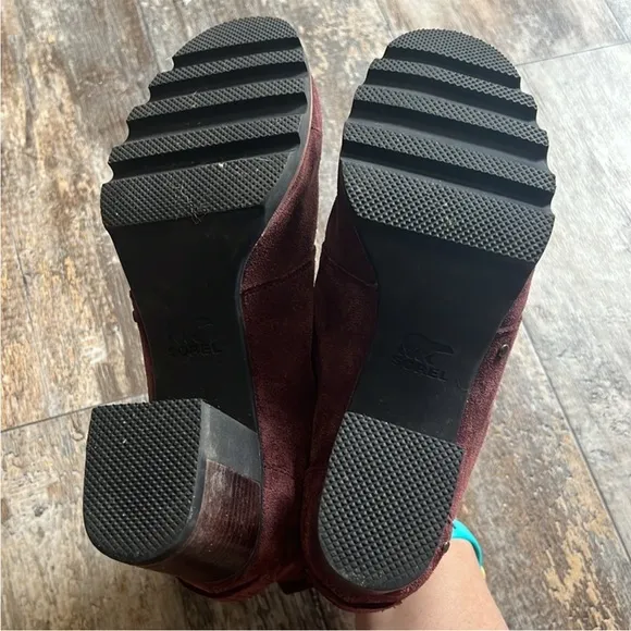 Sorel Addington Chelsea Ankle Boots Redwood Waterproof Suede Block Heel